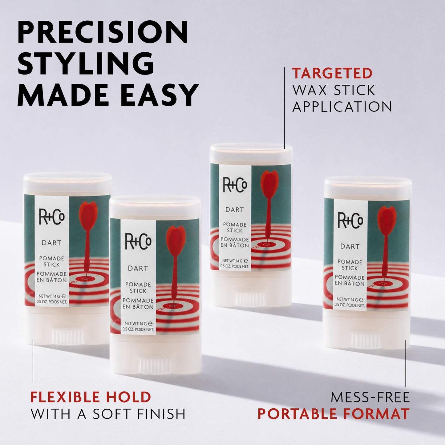 R+Co Dart Hair Wax Stick | Tame Flyaways, Sculpt & Polish | Long-Lasting Texture | Vegan + No Parabens | 0.5 Ounce (Pack of 1)