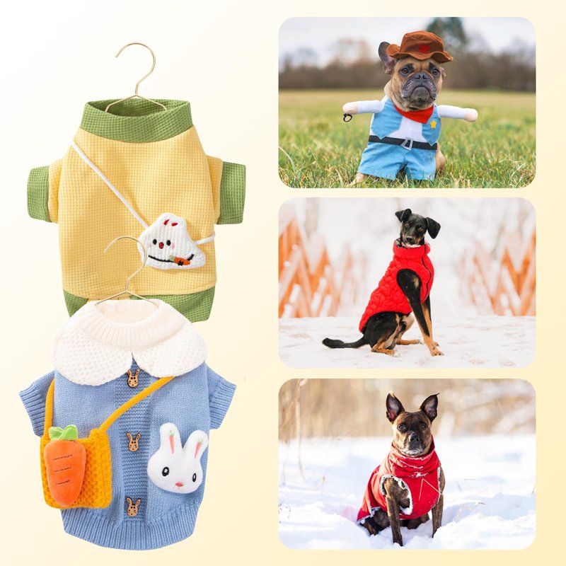 Didiseaon 10Pcs Small Dog Clothes Hangers Metal Pet Golden Mini Cat Hanger for Puppy Closet Storage, Windproof Heavy Duty Doll Garment Rack Accessories 5.9 X 4.33 Inches