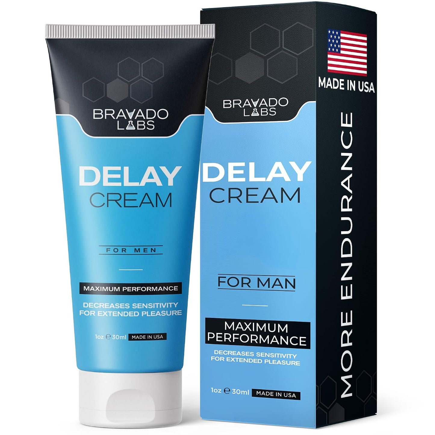 Bravado Labs Delay Cream for Men - Benzocaine Topical Gel for Enhanced Endurance | Long-Lasting Formula
