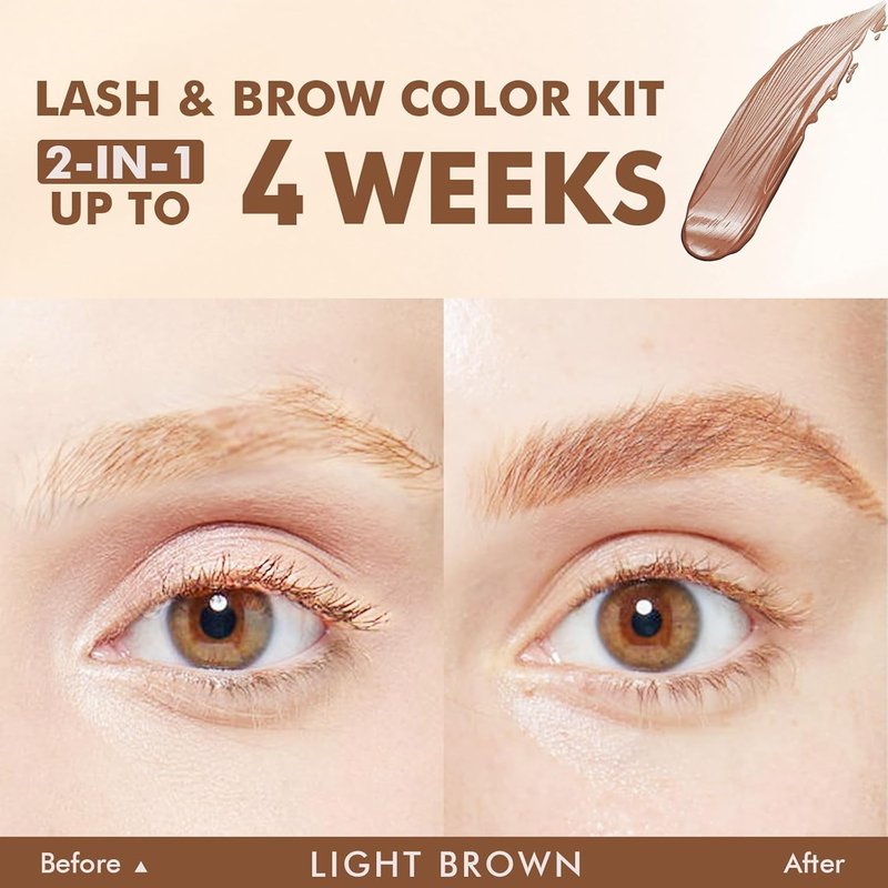 Lash Color Kit - Light Brown Eyelash & Eyebrow Color with Safe Ingredients | Lasts 8 Weeks, Easy to Use