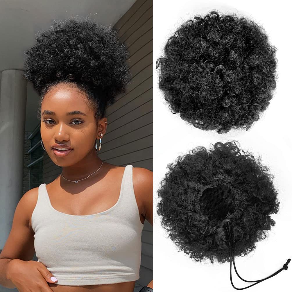 Afro Puff Drawstring Ponytail for Black Women - Premium Ombre Gray Bun | Stylish & Versatile Hair Accessory
