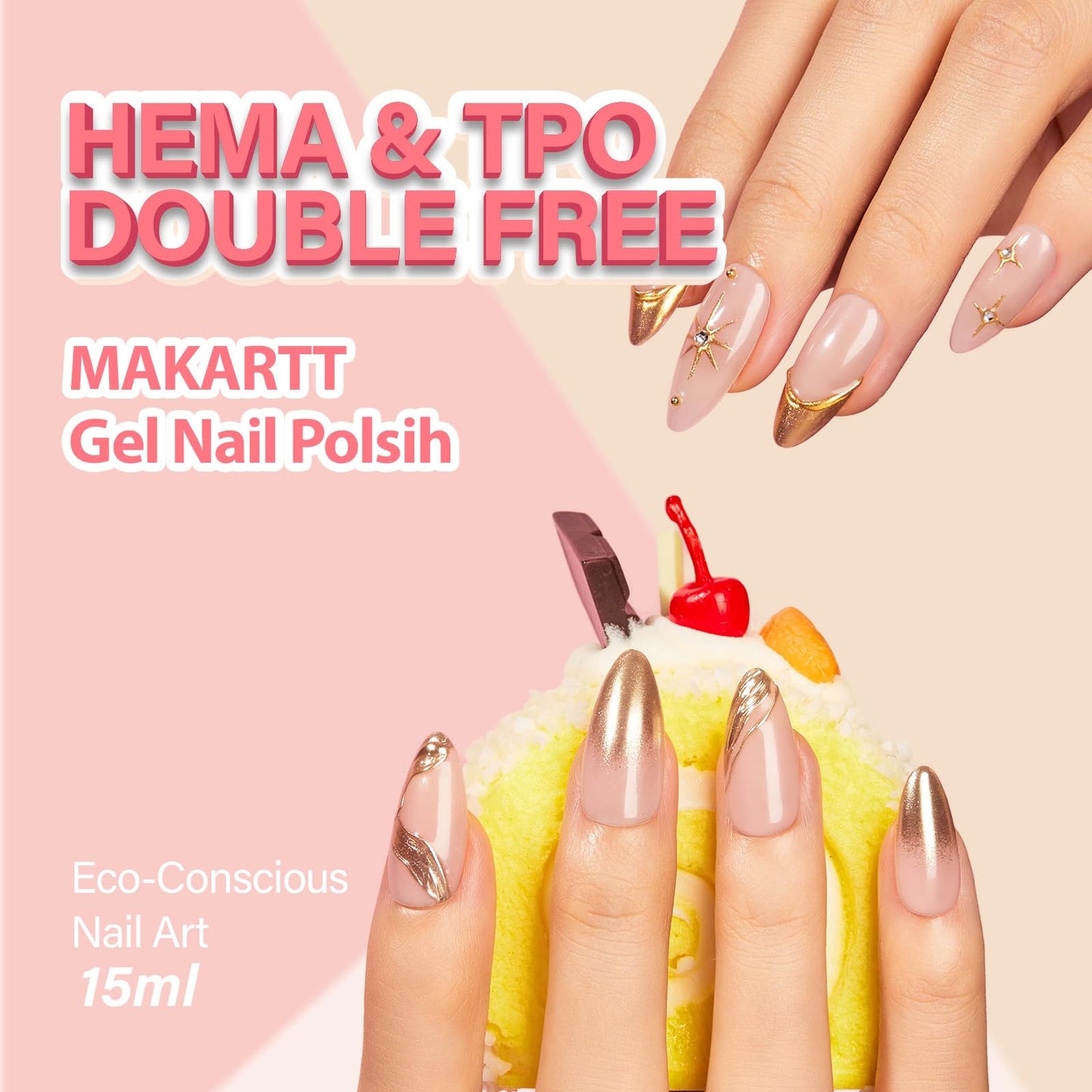 Makartt Jelly Bright Nude Gel Nail Polish: 15ML Hema-Free Neutral Nude Nail Polish Sheer Translucent Effect Soak Off UV LED Nail Art Manicure DIY Home Salon Gift for Women