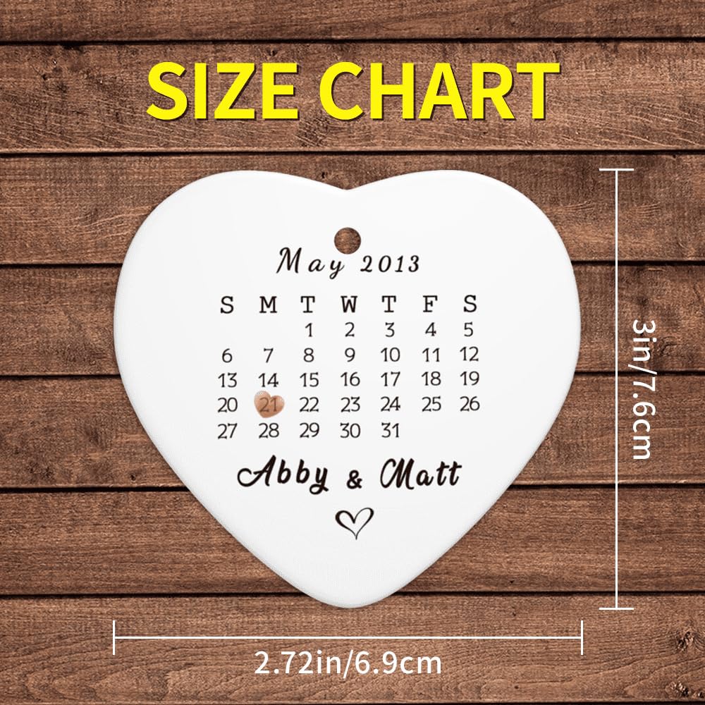 Byxhuc Personalized Wedding Gifts, Engagement Gifts for Couples, Heart Ceramic Ornament with Date, Gifts for Friend Guests