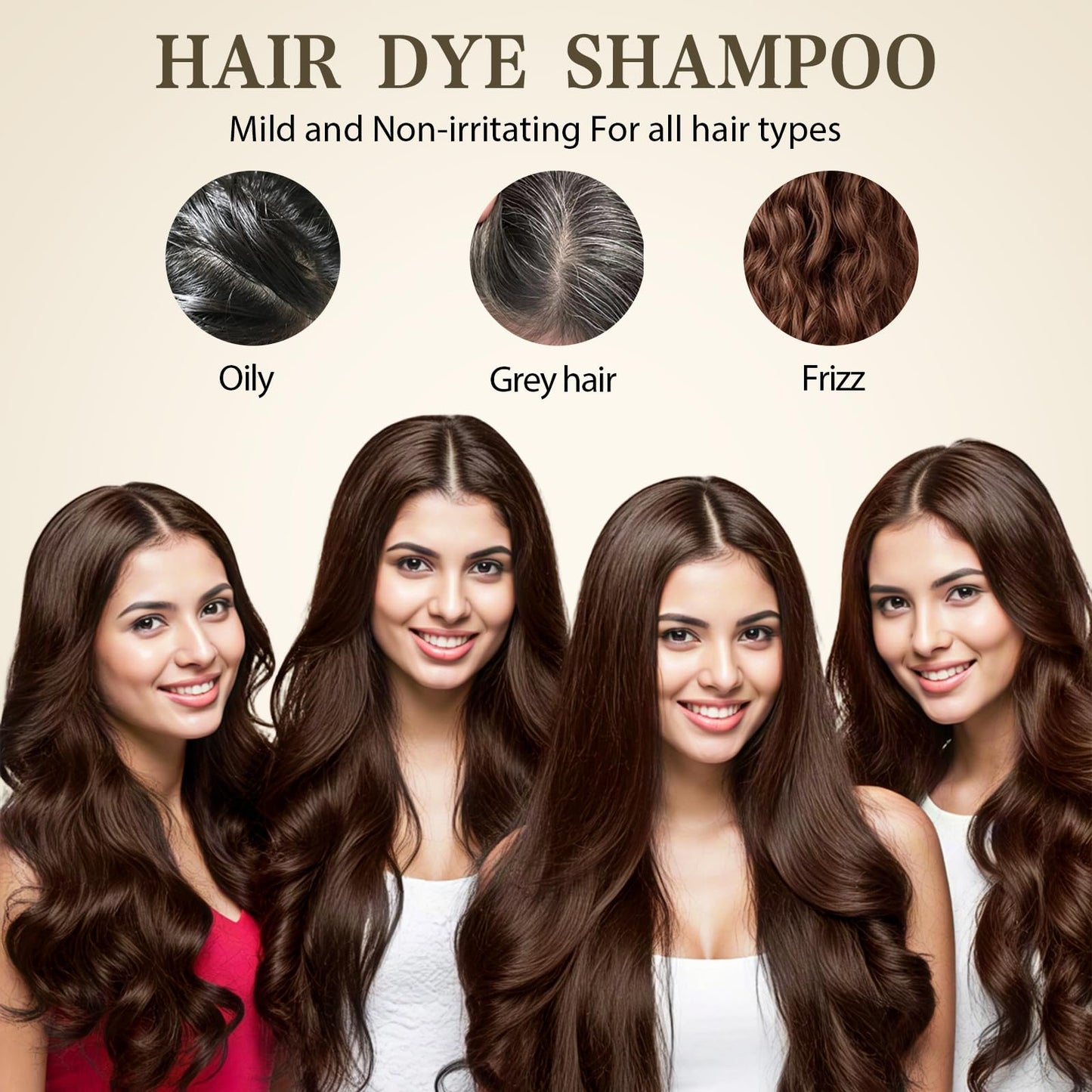 GRYFOX Brown Hair Dye Shampoo for Gray Coverage, 3 in 1 Hair Color Shampoo for Women and Men,Semi-Permanent Color with Natural Herbal Ingredients