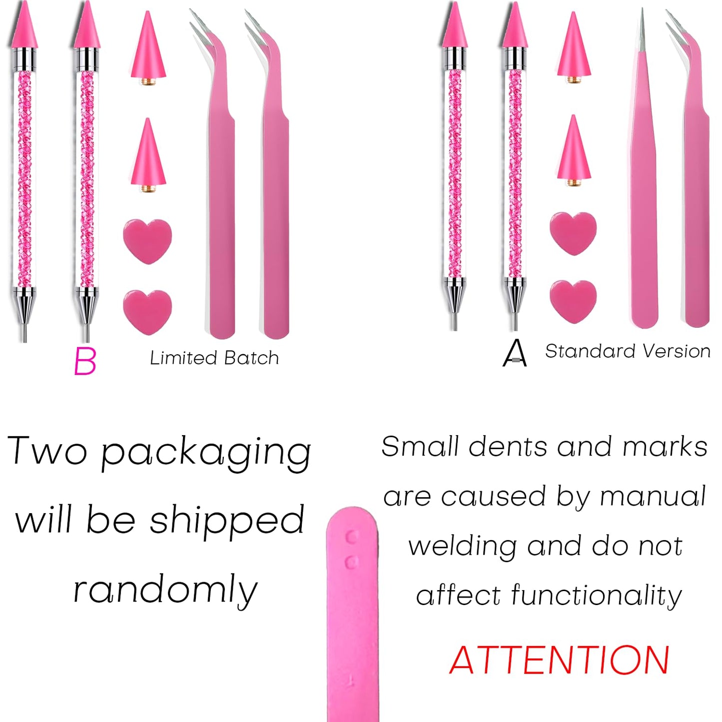 8 Pink Rhinestone Picker Tool Set - 2 Pcs Dual-Head Wax Pens with 2 Wax Tips and 2 Pink Tweezers, Wax Pencil for Rhinestones, Crystal Diamond Pickup Tool for Nail Art, Gem and Crystal Application Kit