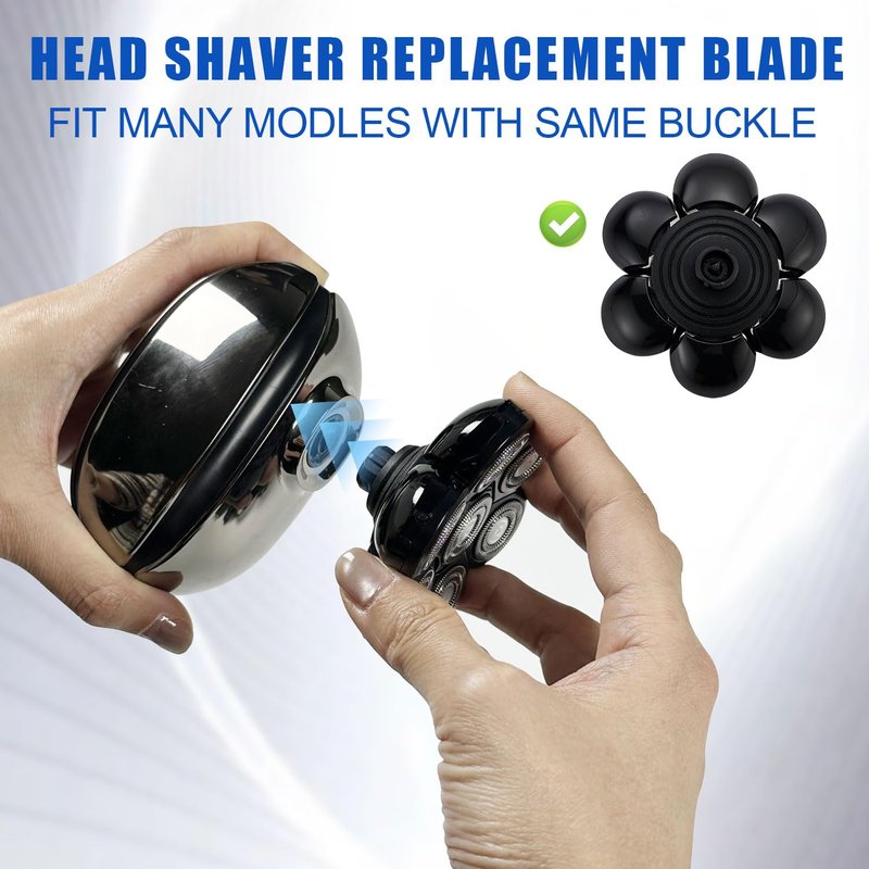 7 Head Shaver Replacement Razor Heads for Many Brands Bald Men's Electric Foil Shaver Replacement,Universal Shaver Replacement Blades for Electric Razor for Men Bald and Face (Black 7 Head/2PCS)