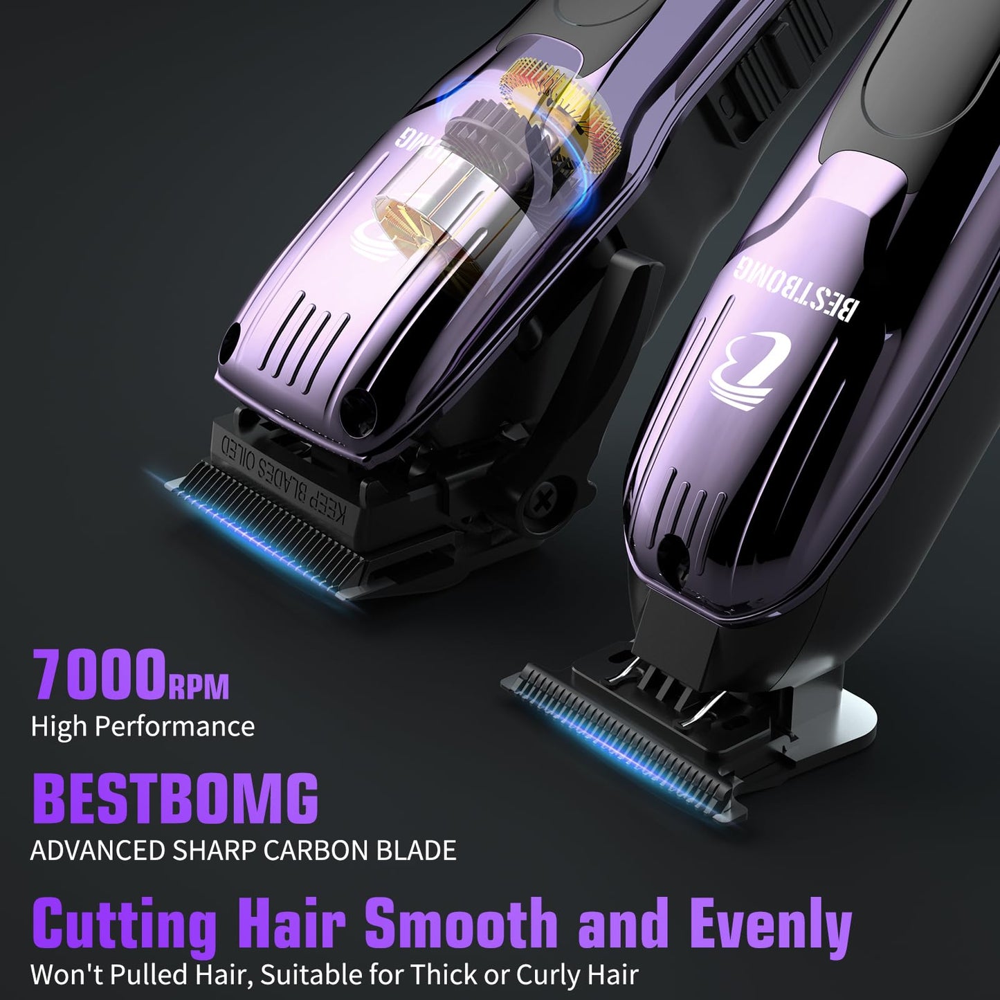 BESTBOMG® Professional Hair Clippers for Men, Clipper & Trimmer Set, Blue