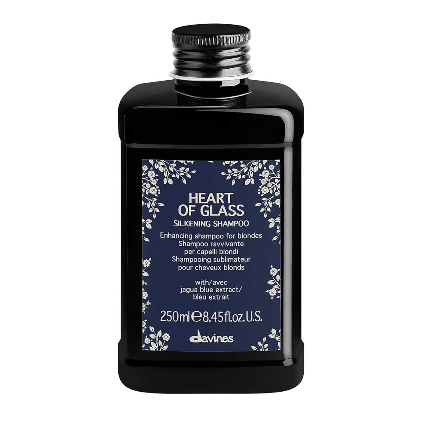 Davines Heart of Glass Shampoo - Enhancing Blue Shampoo for Blonde & Silver Hair | Gentle Cleanser with Jagua Blue Extract
