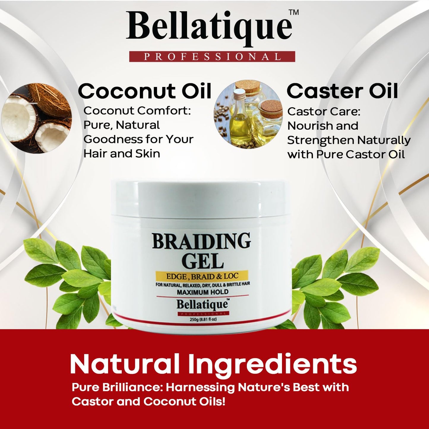 Edge Control & Braiding Gel for Natural Hair - Maximum Hold, No Flaking, Fast Drying | 8.8 oz