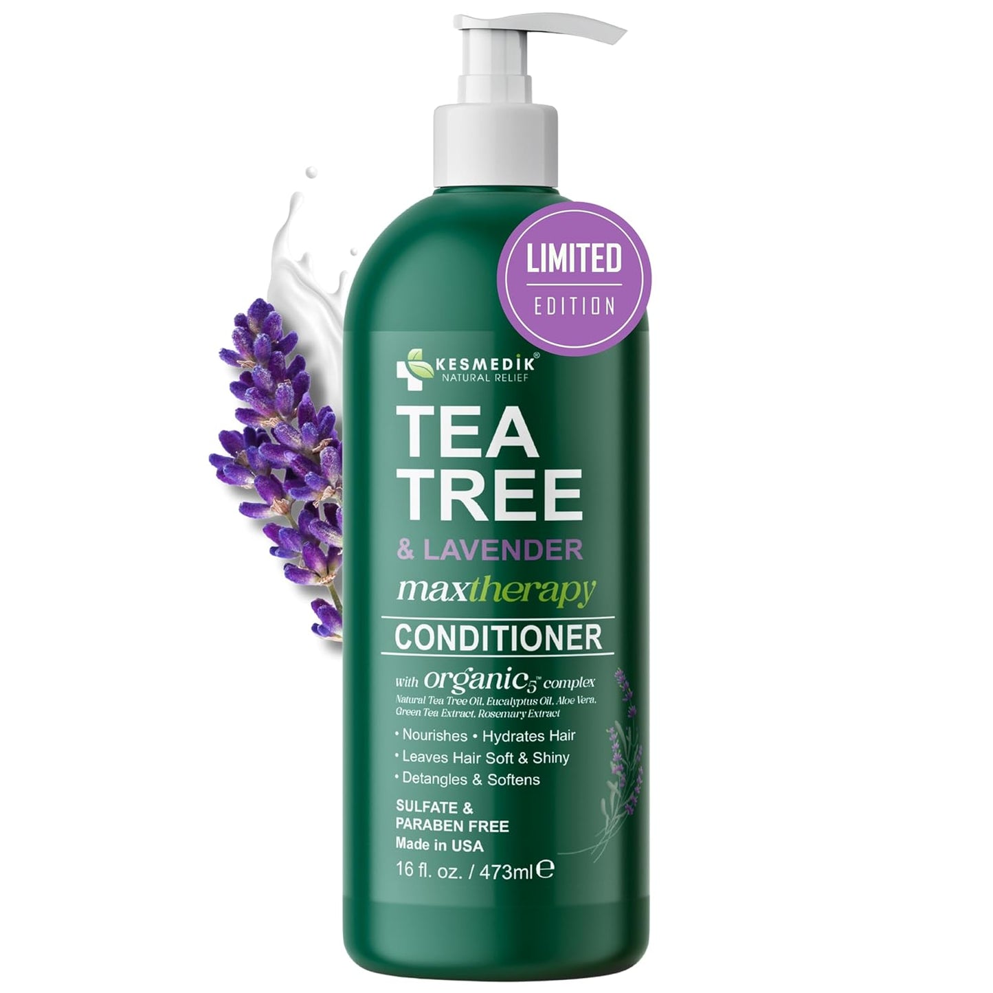 Tea Tree Lavender Mint Conditioner - Moisturizing Formula for Coarse & Dry Hair | Hydrates, Soothes Itchy Scalp, 16 fl oz