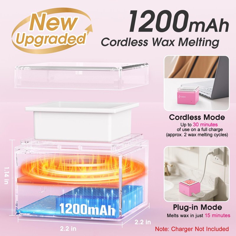 Nose Wax Kit Men, Cordless Mini Wax Warmer for Eyebrow Ear Hair Removal, Waxing Kit for Women Men with 100g Beads, 6 Applicators, 6 Nose Sticks, Storage Bag, Waxer Melter Machine for Home Travel Use