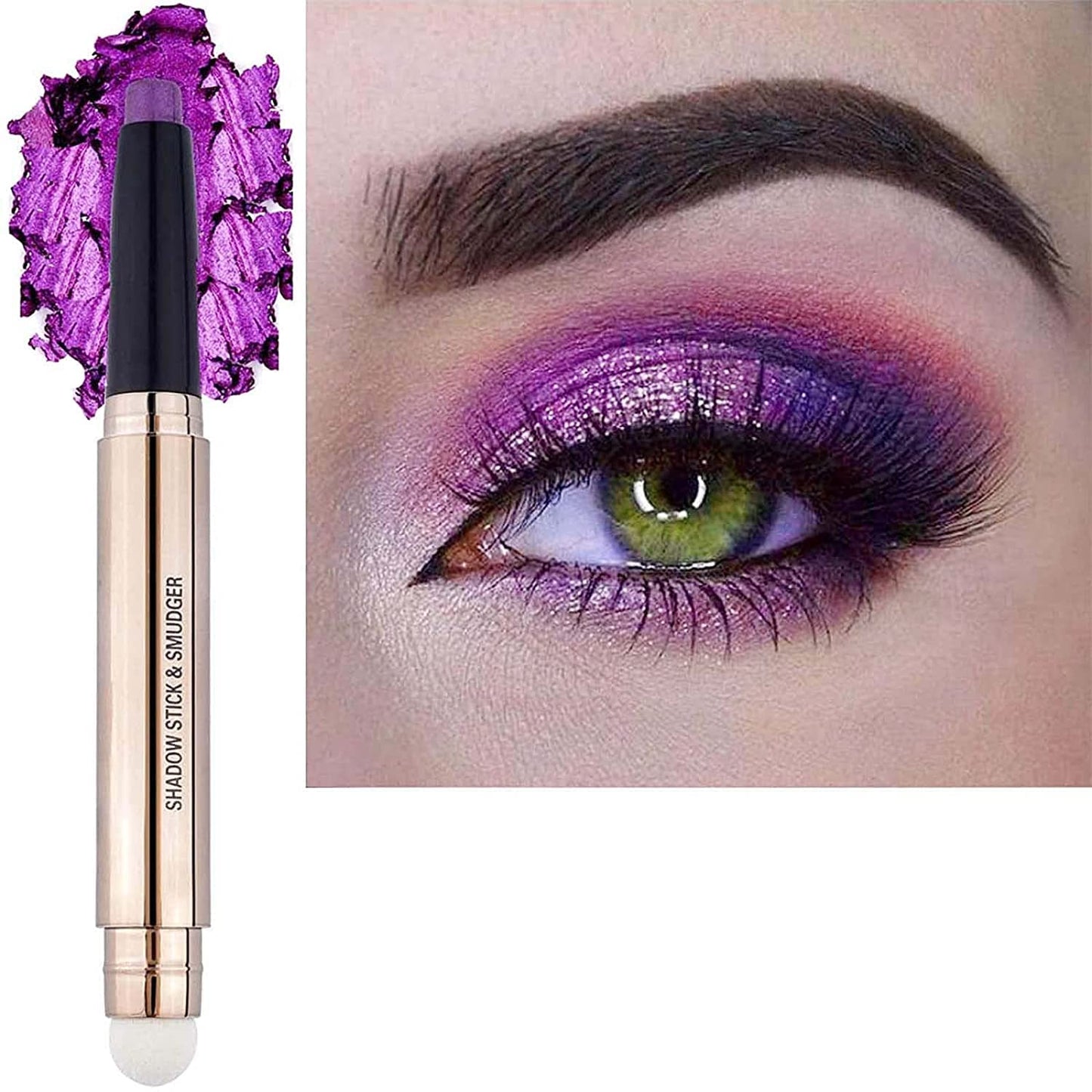 Light Gold Eyeshadow Stick - Waterproof Hypoallergenic Crayon Makeup | Long-Lasting Shimmer with Soft Brush