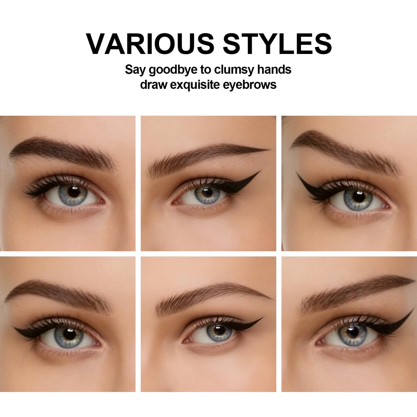 Eyebrow Stencil 6-Pack, 6PCS Reusable Eyebrow Shaper Kit, 4-in-1 Universal Fit Eyebrow Template with Strap, Easy 3-Minute Makeup Tool for Beginners, Precise Brow Stencil Set for Women