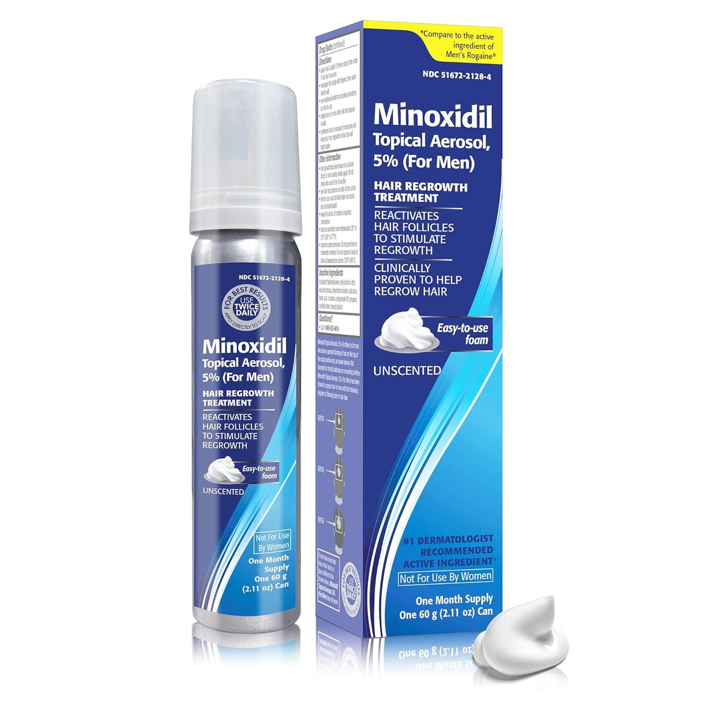 Minoxidil 5% Hair Regrowth Foam - 4-Month Treatment for Men | 2.11 oz (4 Pack)