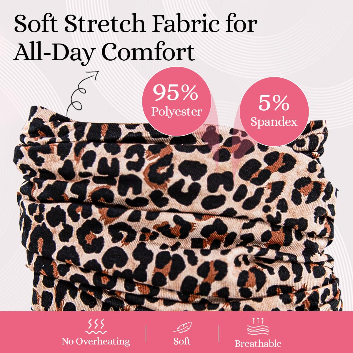 Curly Hair Headbands for Women - Stretchy Non-Slip Wide Design | Soft Cloth Yoga Workout Band (Cheetah, Pack of 1)