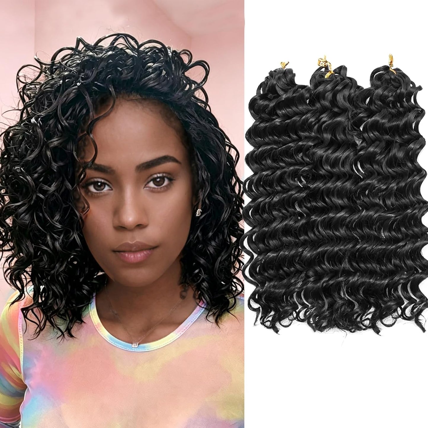 Water Wave Crochet Hair Extensions - Blonde Synthetic Bohemian Braids | 14 Inch Deep Wave (27#)