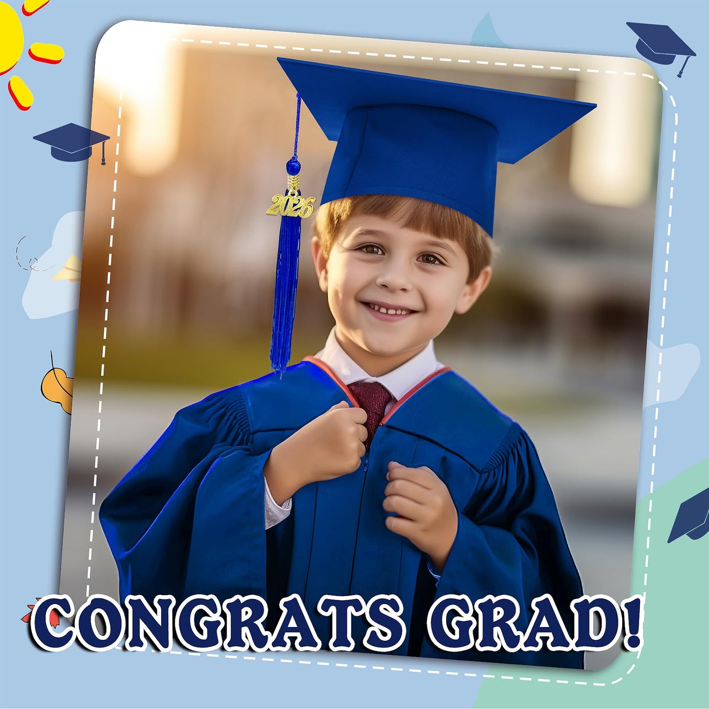 Kidum 16 Pcs 2026 Graduation Cap Kindergarten Bulk Graduation Cap Preschool Child Size Grad Caps with Metal 2024 Tassel (Blue)