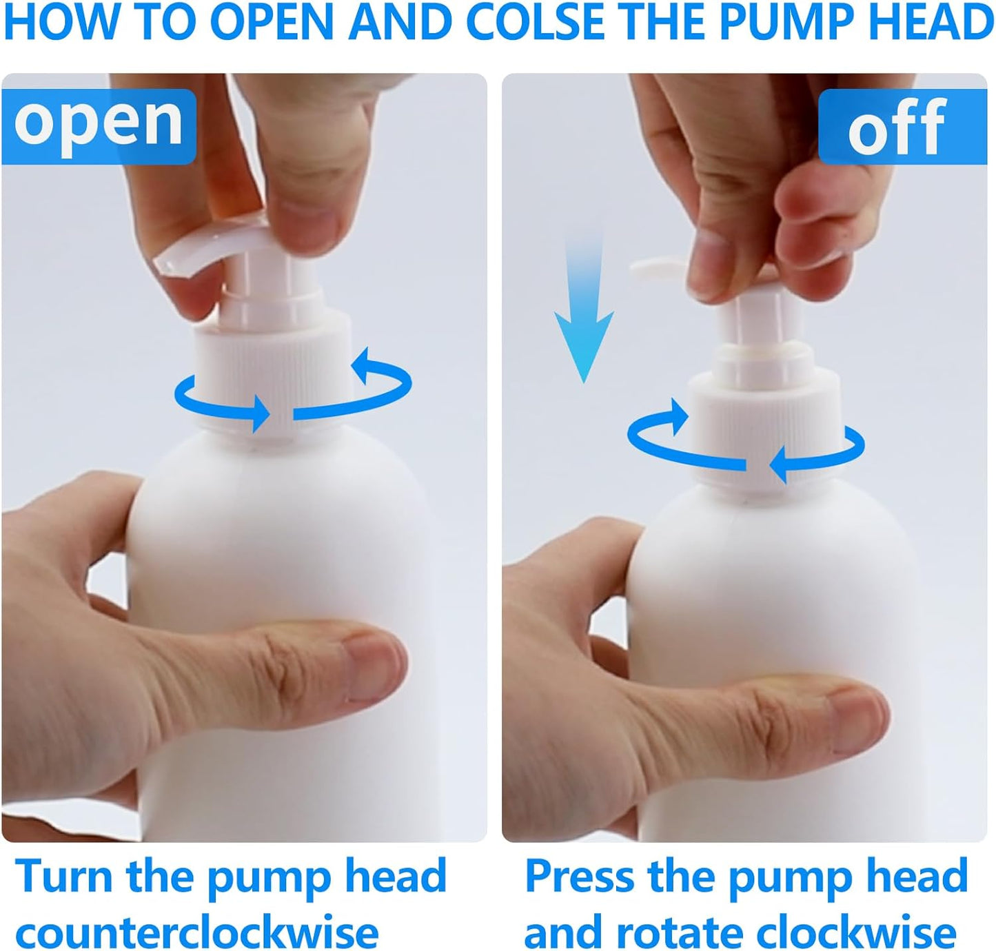 Pump Bottles Dispenser - 10 Oz (300ml) for Massage Oil & Liquid Soap | 2 Pack with Labels