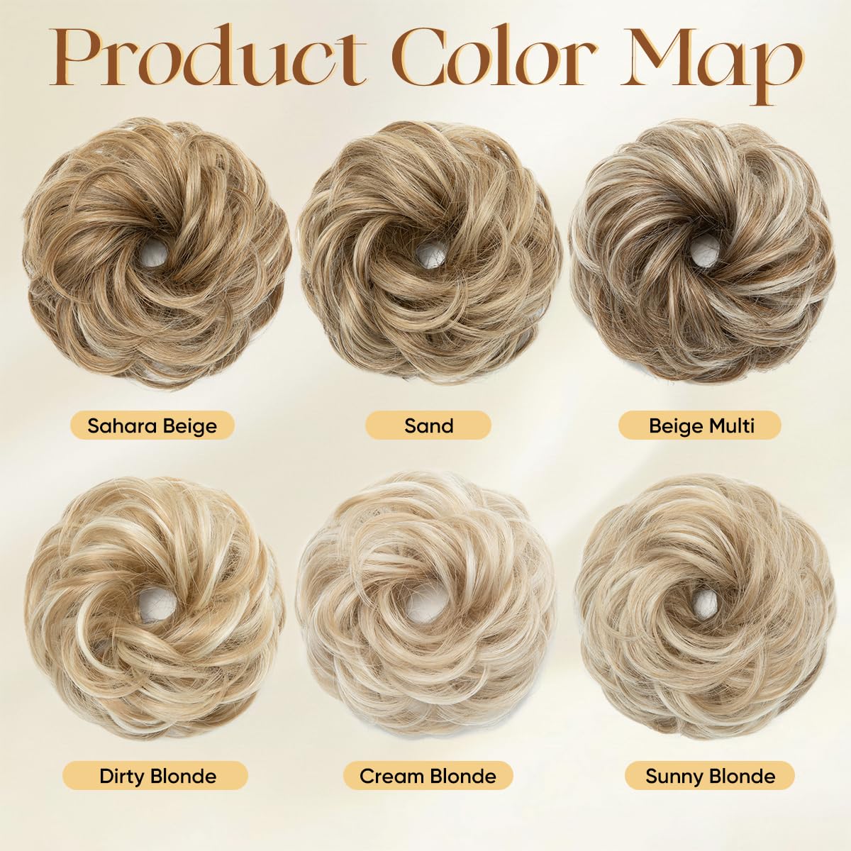 Small Messy Bun Hair Pieces for Women | Synthetic Curly Mini Scrunchies - 2PCs Sahara Beige