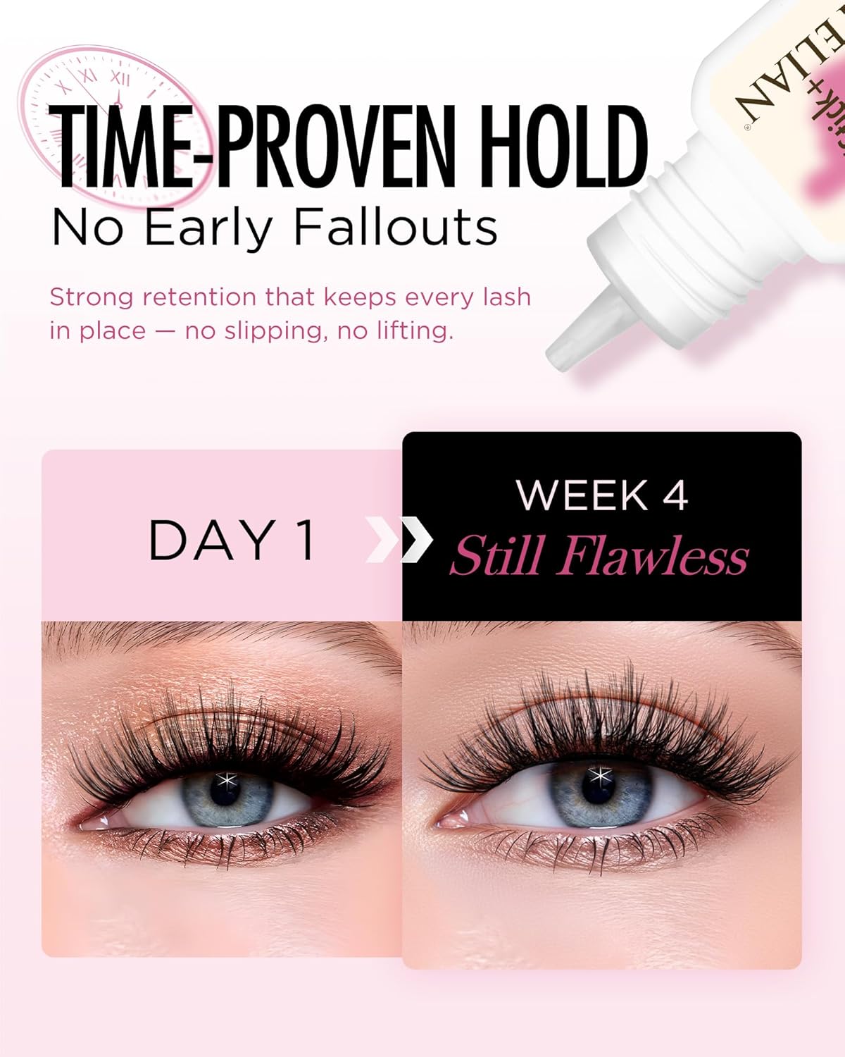 Lash Cluster Glue - Strong Hold Black Eyelash Extension Adhesive | Waterproof, Hypoallergenic, 5ML