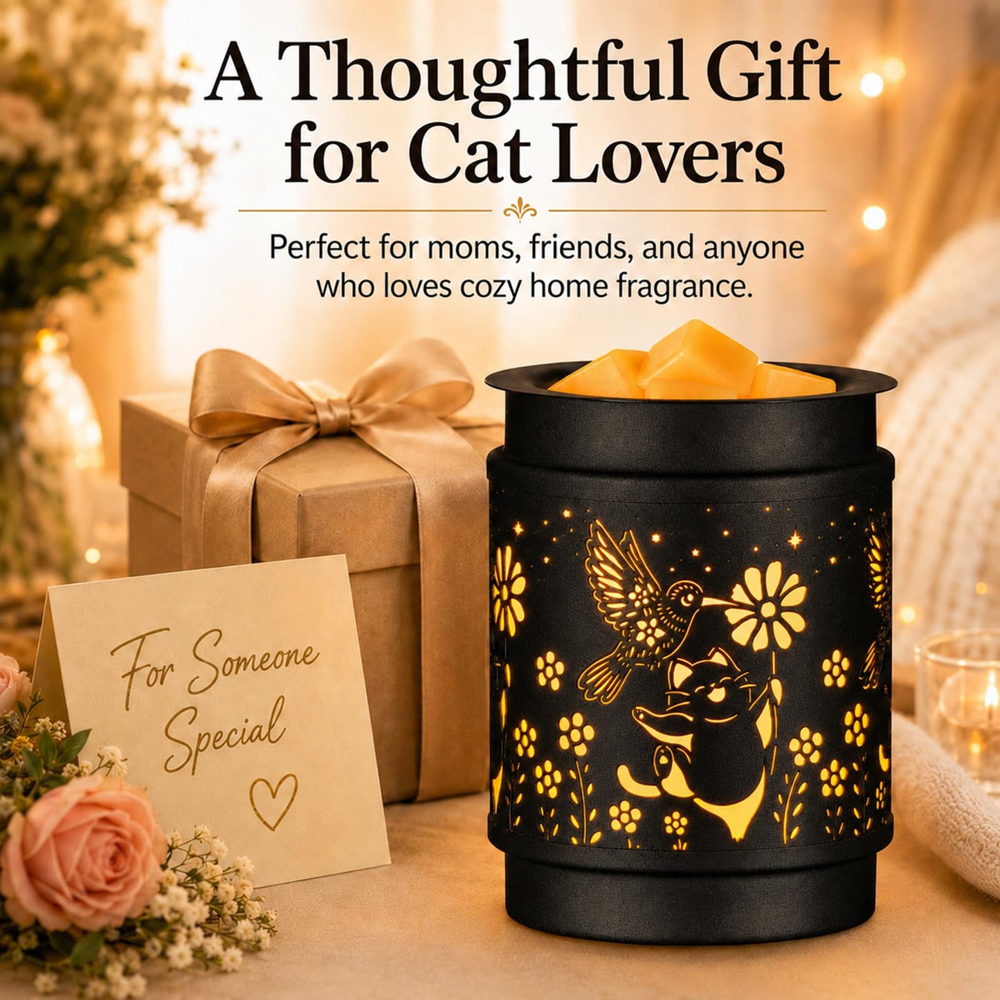 MOCOSA Metal Wax Melt Warmer, Electric Candle Wax Warmer for Scented Wax Melts, Stylish Metal Wax Melts Wax Cubes Burner for Home and Office Decor, Ideal Gift for Women and Girls(Hummingbird)