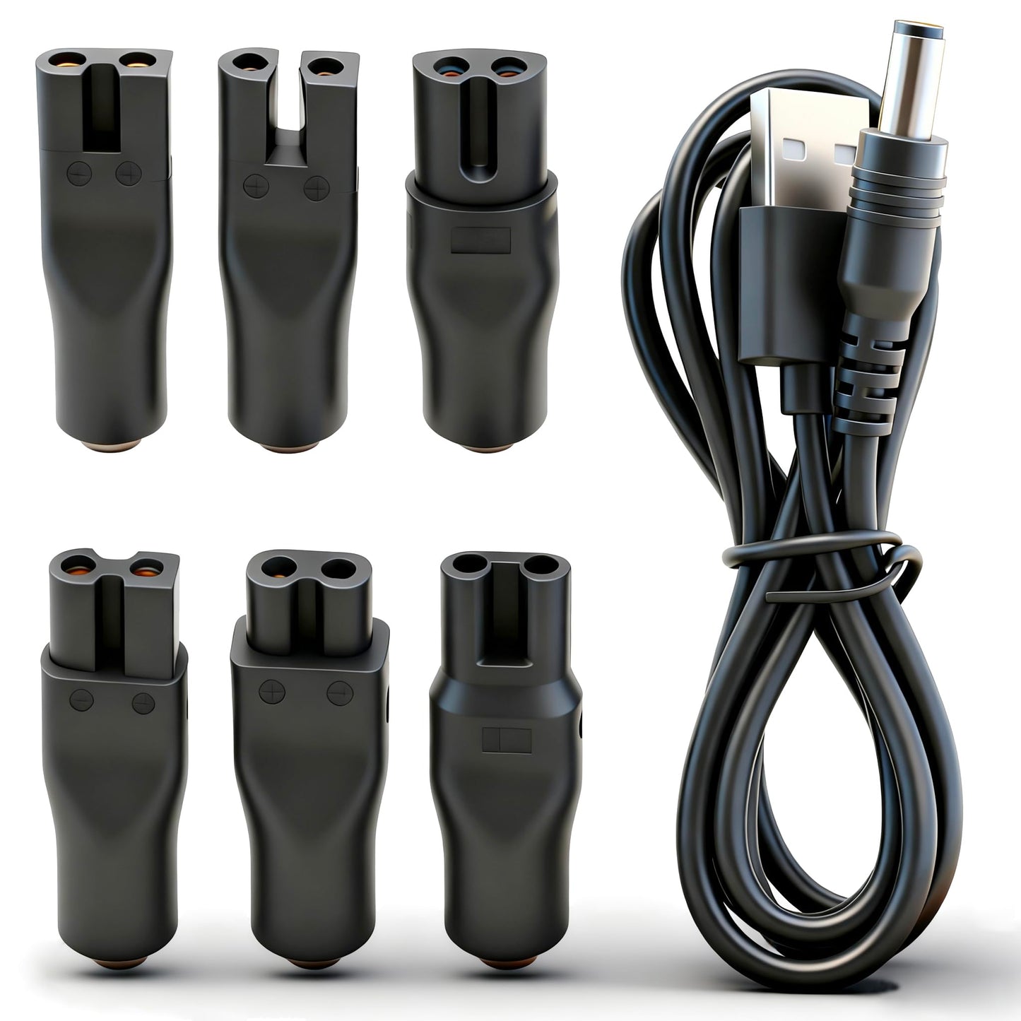 5V Charger Cord USB Adapter for Electric Hair Clippers, Beard Trimmers, Shavers, Beauty Instruments, Electric Hairdressers, Desk Lamps, Purifiers Power Supply Charging Cable 7 PCS Set