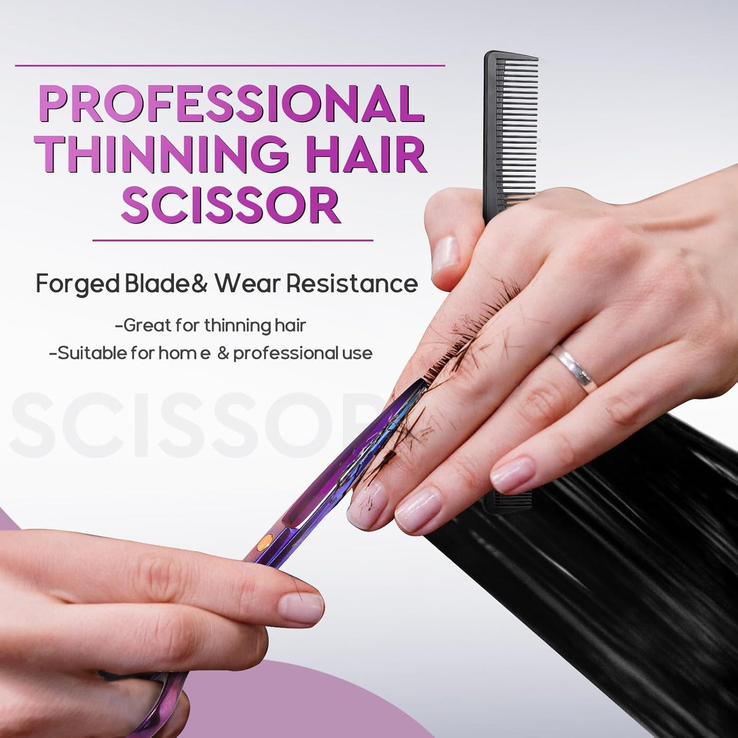 Professional Hair Cutting Scissors Set - 10 PCS with Thinning Shears & Straight Shears for Men and Women | Purple