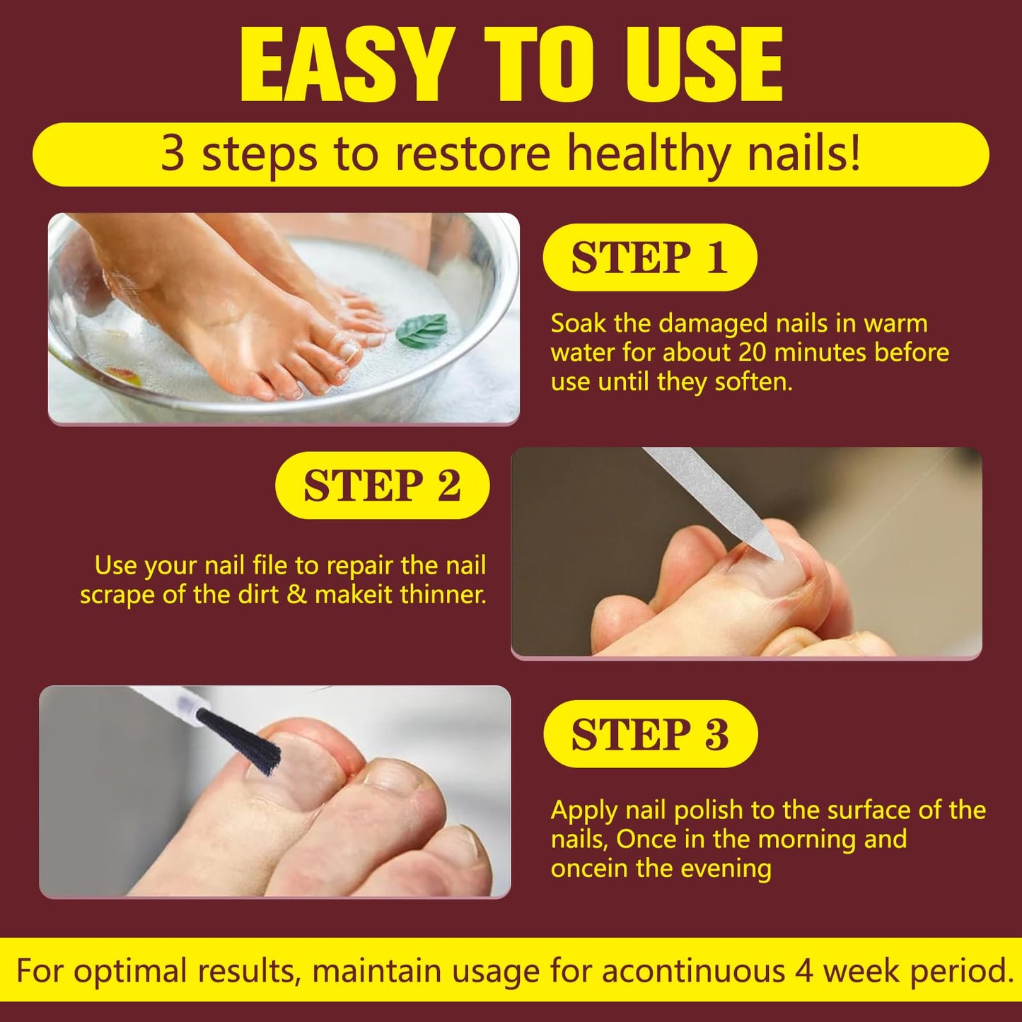 Toenail Fungus Treatment Extra Strength, 25% Undecylenic Acid Nail Repair Liquid for Yellow, Thick Nails, 2 Pcs