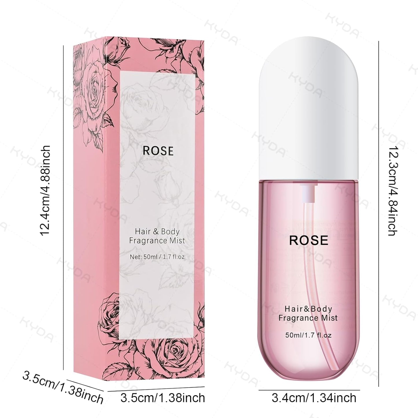 KYDA Rose Hair Perfume Mist - Nourishing Hair & Body Fragrance | Long-Lasting Natural Floral Scent