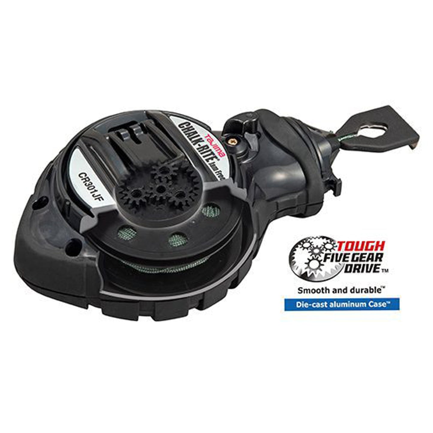 TAJIMA Chalk Line - Chalk-Rite Jam Free Chalk Box with Extra Bold 1mm Snap Line & Five Gear Quick Retrieval - CR301JF