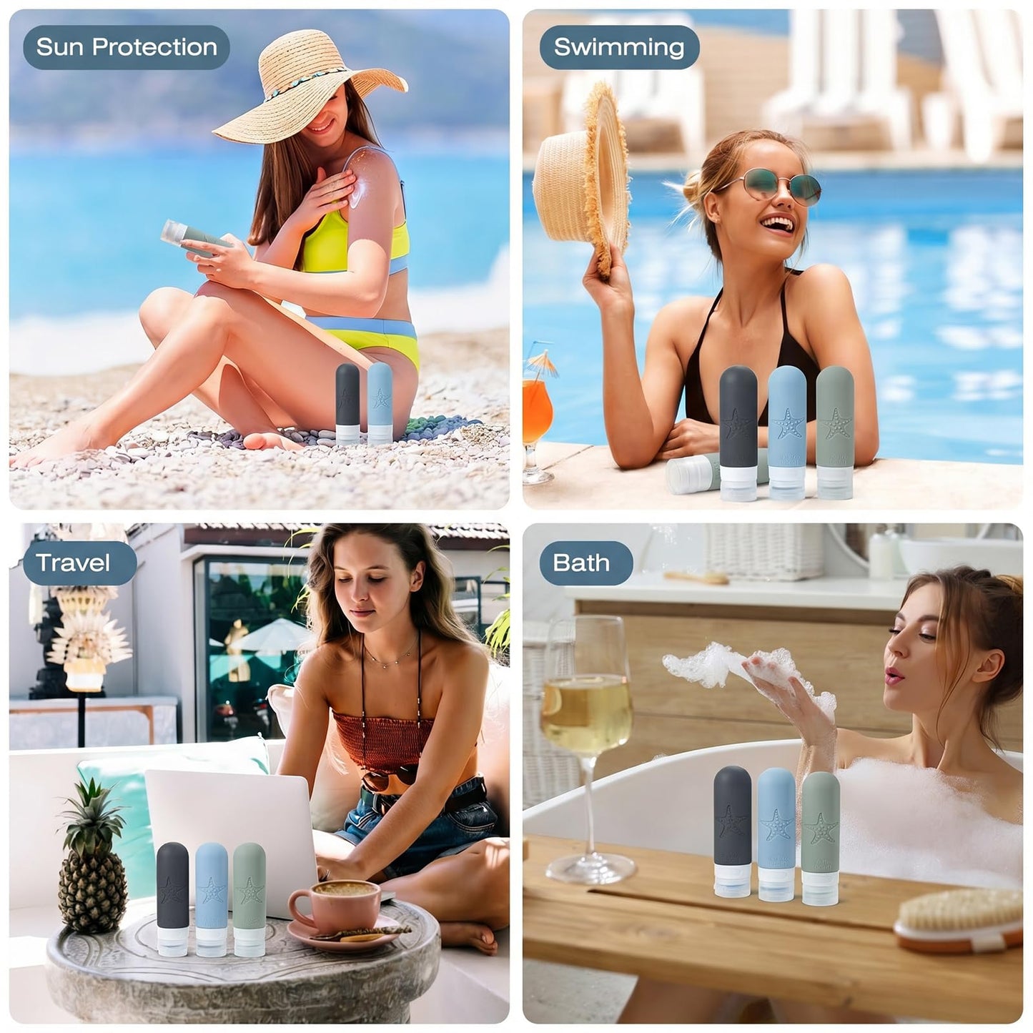 JBYAMUS 18 Pcs Silicone Bottles Set, Leak-Proof Design, Travel Size, TSA Approved for Toiletries, Portable Containers and Best Gifts for Women