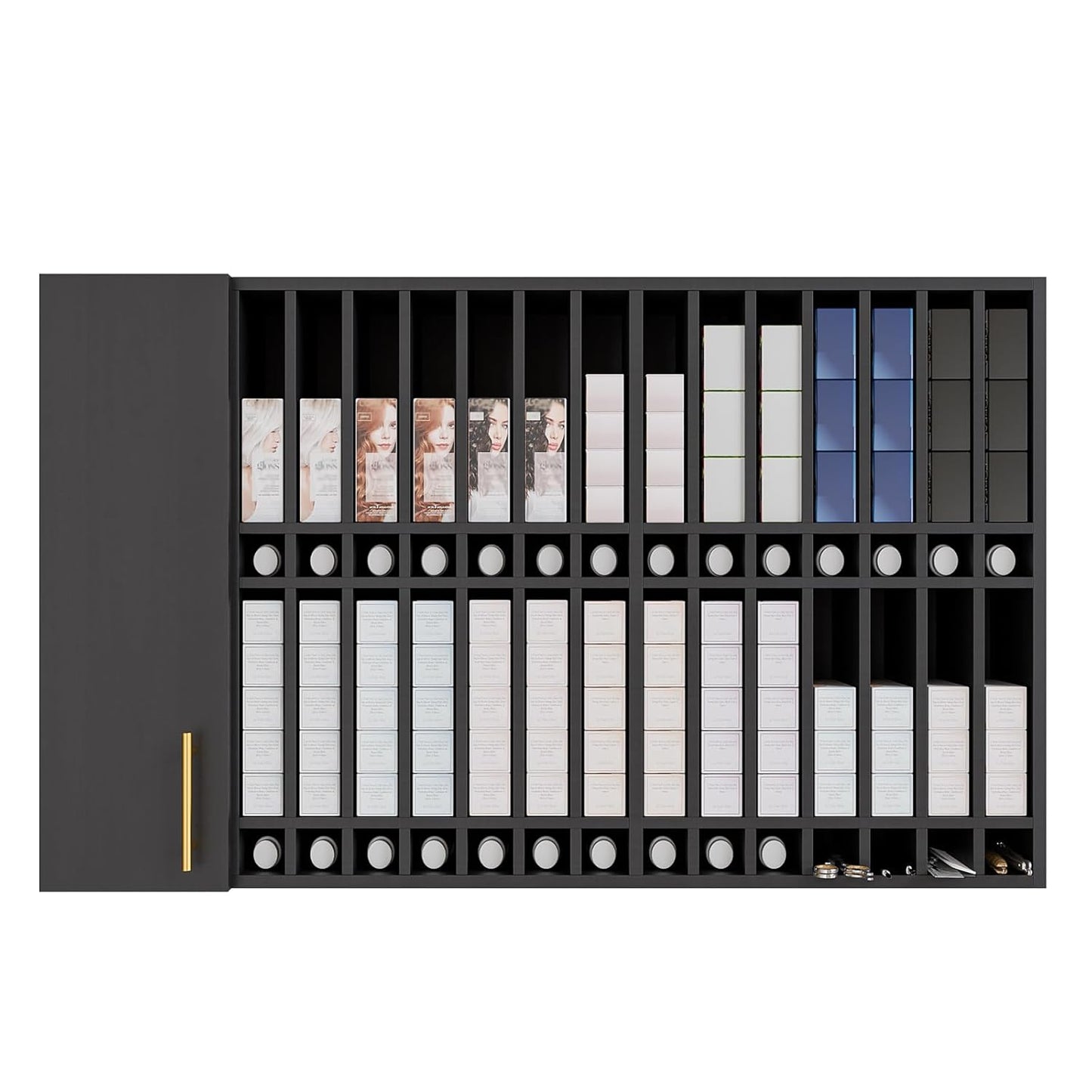 Wall Mounted Salon Station - Hair Color Rack Organizer with Adjustable Shelves | White