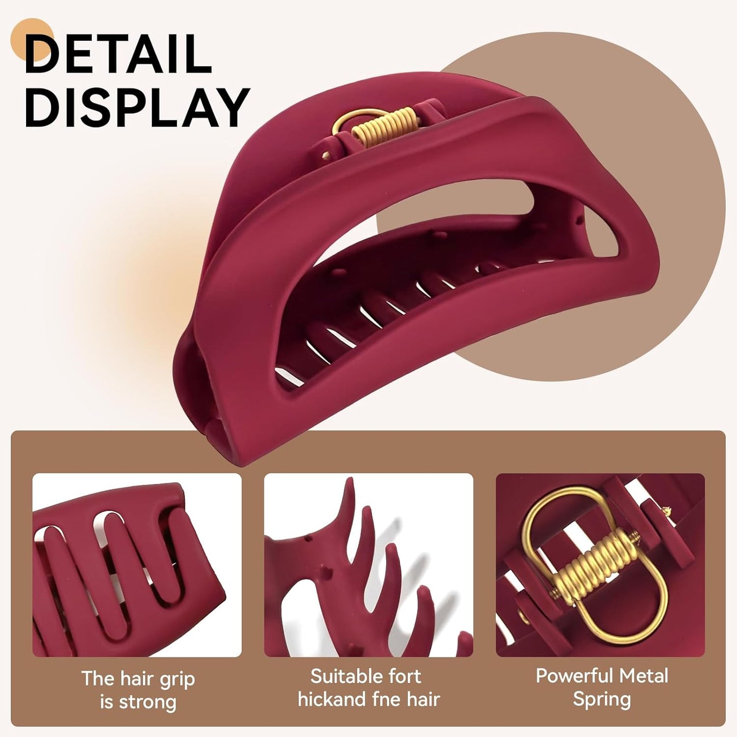 Large Soft Matte Claw Clips - 4Pcs Non-Slip Strong Hold for Thick/Curly Hair | 4.1" Durable Design