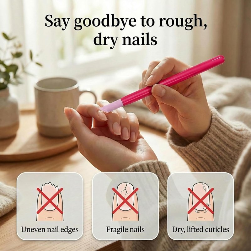 Pumice Stone Cuticle Remover - Multifunction Nail File & Pusher | Pink 5-Pack for DIY Nail Care