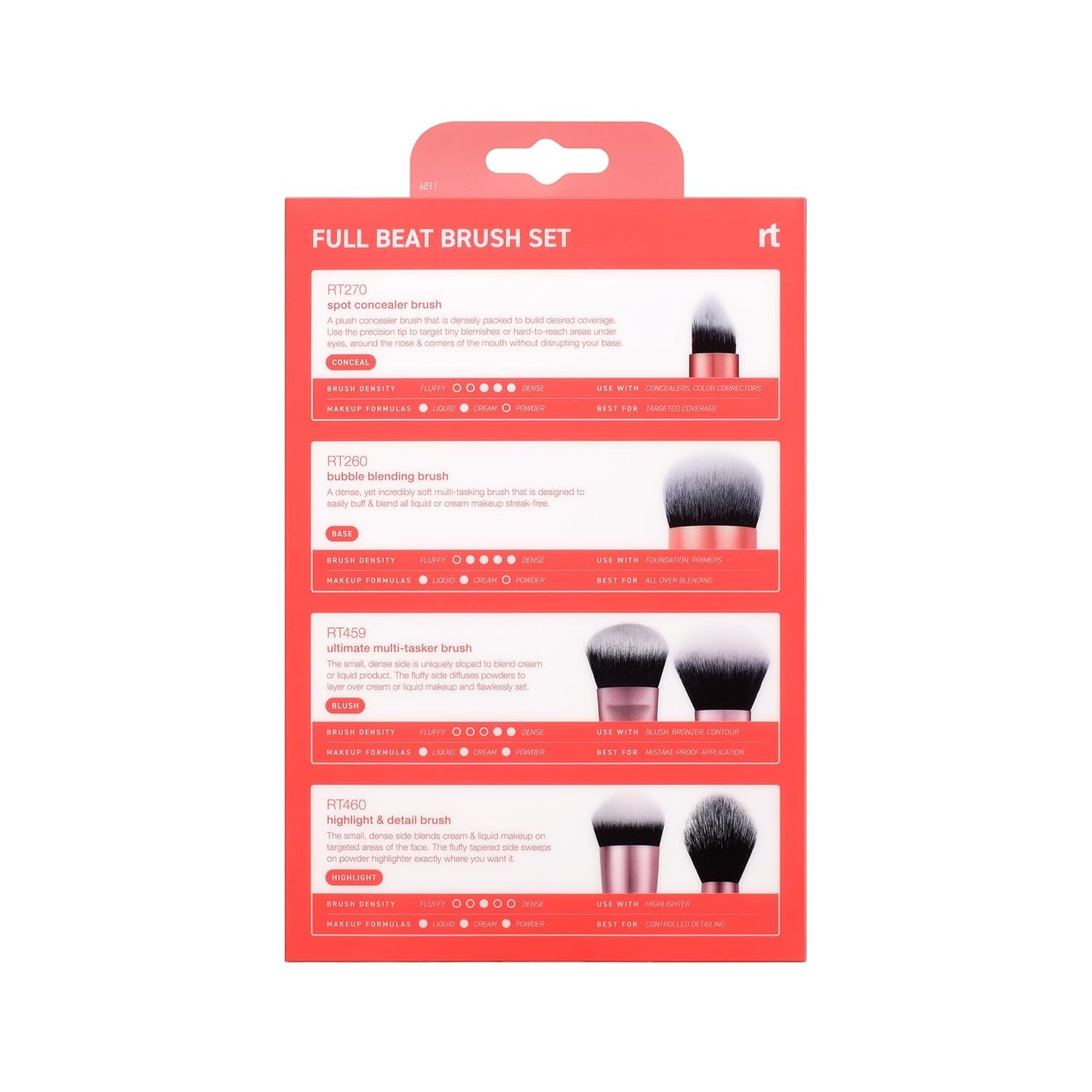 Real Techniques Makeup Brush Set - 4 Piece Kit for Foundation, Concealer, Blush & Contour | Soft UltraPlush Bristles, Travel-Friendly