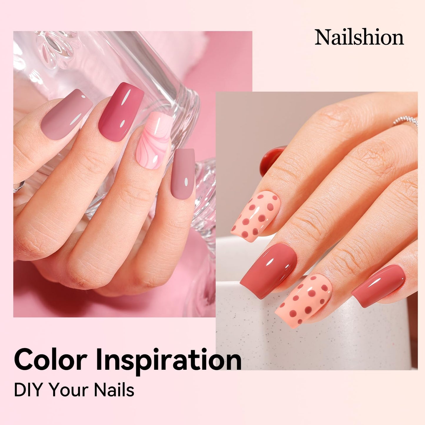 Nailshion Neutral Nail Polish Set, 6 Colors Nude Beige Creamy Dusty Pink Fingernail Polishes All Seasons, Opaque, Rapid Dry Natural Nail Art Manicure Salon DIY at Home Gift for Women