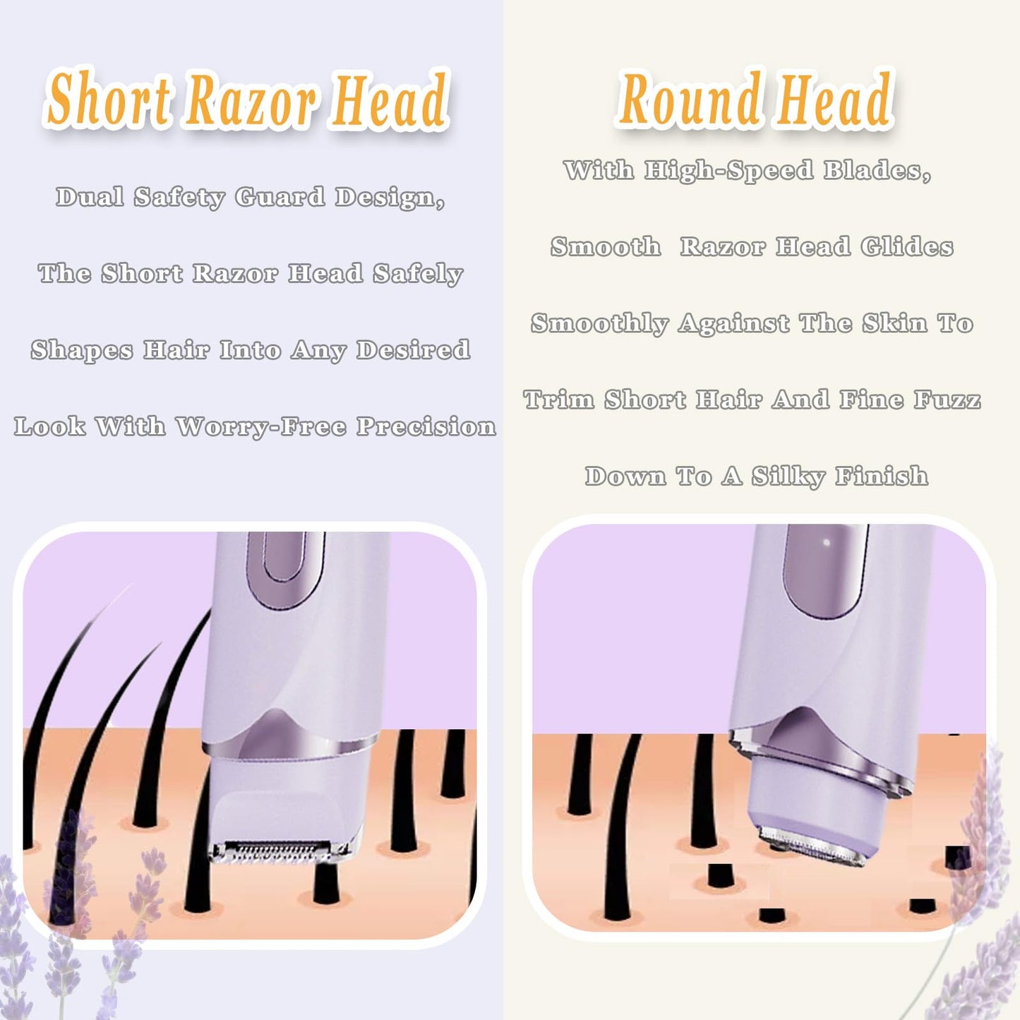 Veyuli Bikini Trimmer for Women & Body Shaver | Dual Head Electric Razor for Pubic Hair with Multi-Guard Protection | Rechargeable with Display Smooth Trimming for Bikini, Face, Legs, Underarms, Arms