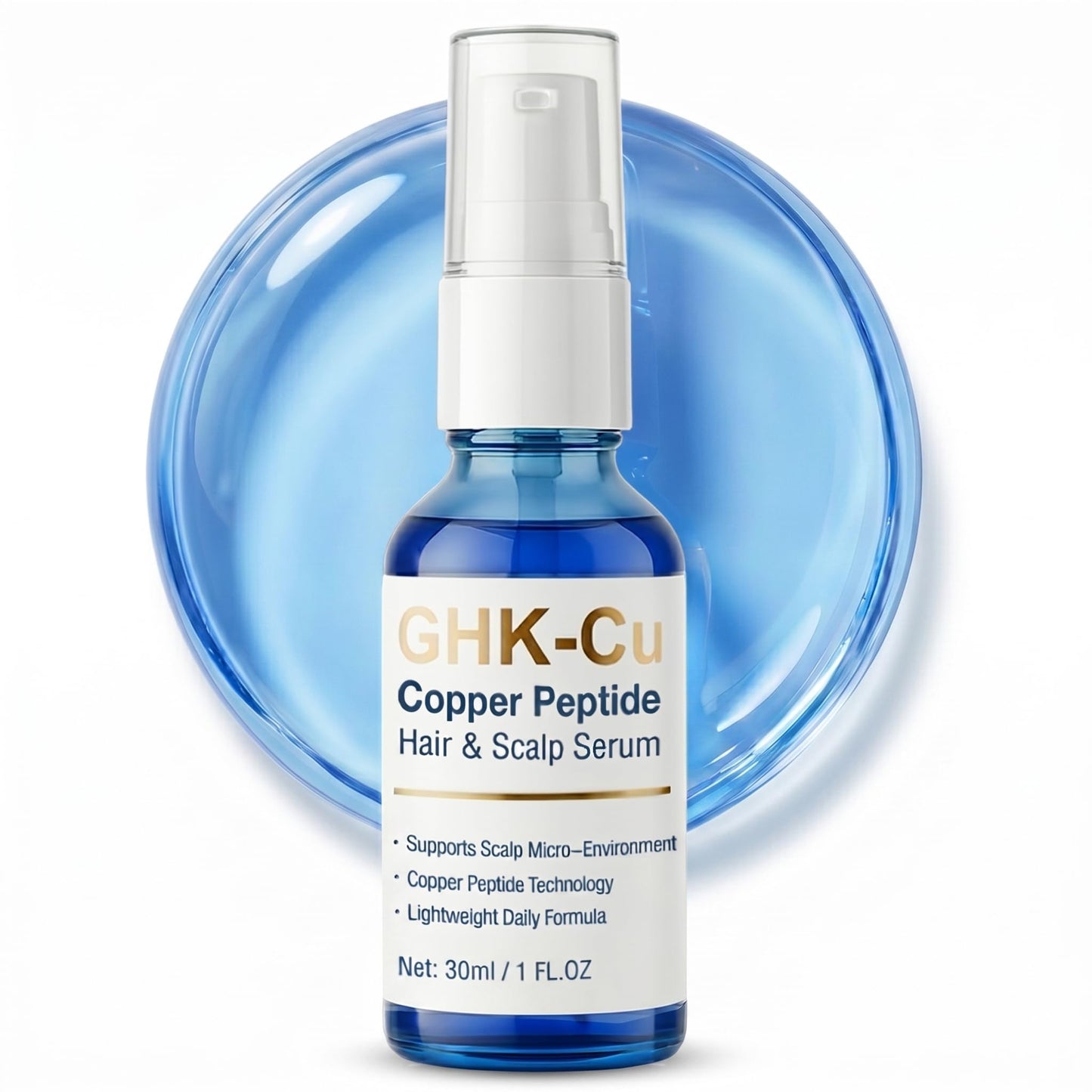GHK-Cu Copper Peptide Hair & Scalp Serum, Advanced Scalp Serum for the Appearance of Thicker, Looking Hair, Strengthening GHK Cu Peptide Hairs Complex for All Hairs Types, Non-Greasy, 1 Fl Oz