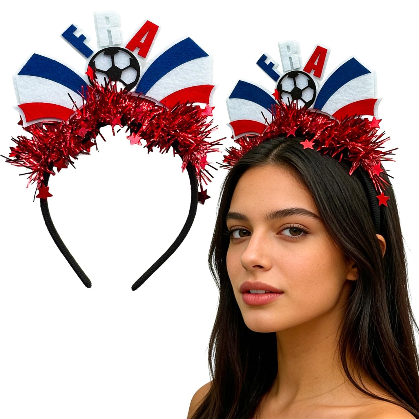 KASOICRA France Flag Headband Football Hair Hoops World Cup Party Headbands for Soccer Fans for Soccers Accessories Women Men Soccers Hair Bands Game Day Sports Hair Decoration 1Pcs