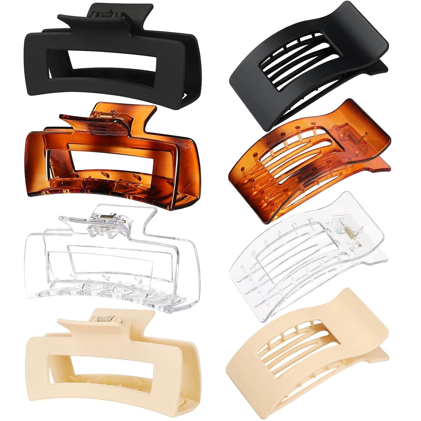 Hair Clips for Women - 8 Pack Large Matte No-Slip French Claw Clips | Ideal for Thick & Curly Hair (Brown)