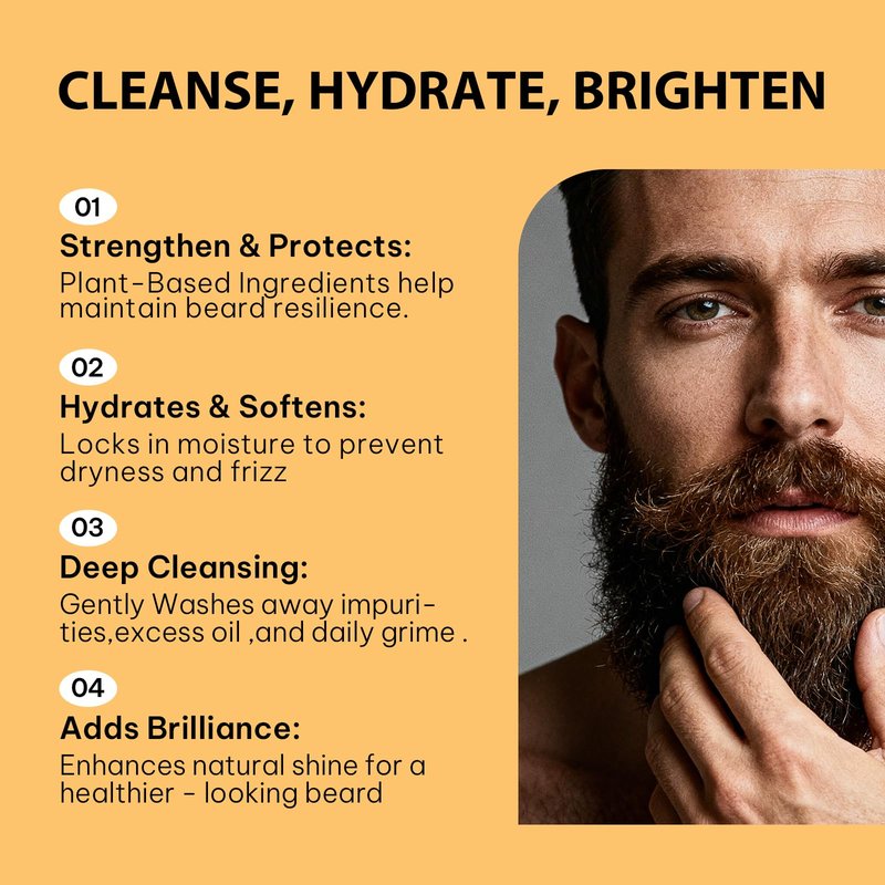 NUSPA NUSPA Deep Cleansing Refreshing Face Beard Wash for Full Beards Removes Dirt and Odor Keeps Beard Shampoo Face Wash with Argan Jojoba Oils,2in 1