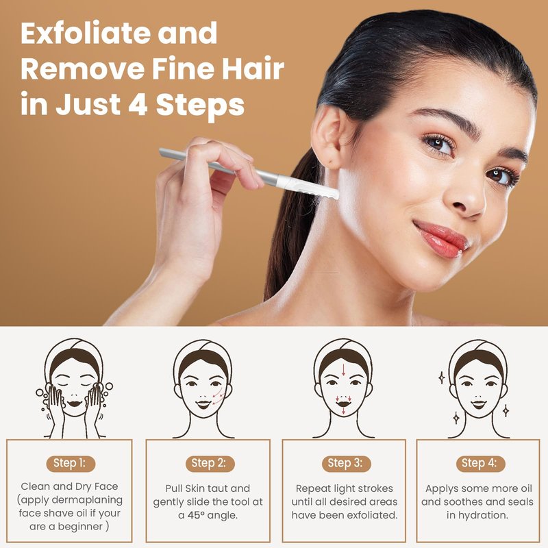COSYLIFE Dermaplaning Tool for Face, 20 Blade Refills, Dermaplane Razor for Face, Hair Remover Blade for Eyebrows and Peach Fuzz, Facial Shaver for Women That Helps Exfoliate and Smooth the Skin