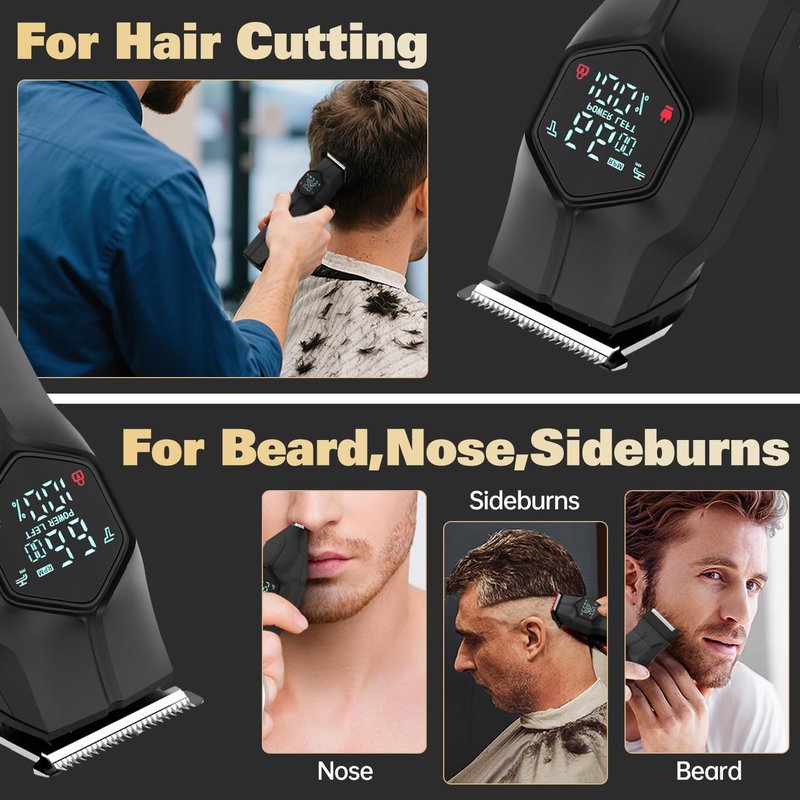 Lecroooi Beard Trimmer for Men, Electric Razor Shaver, Waterproof Electric Razor for Men, Hair Trimmer, Nose Hair Trimmer, Cordless Hair Clippers, Adjustable Beard Grooming Kit