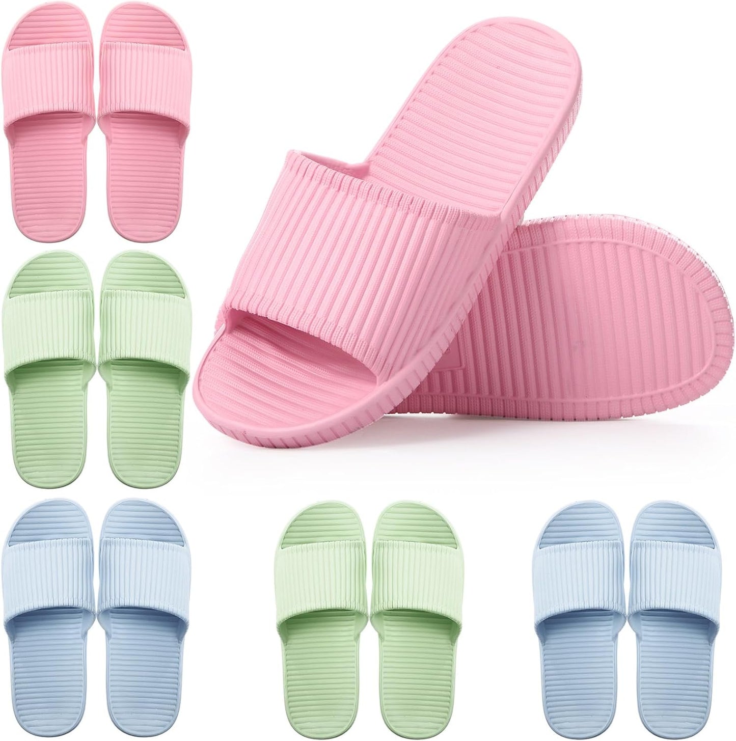 Shyyween Non-Slip Shower Slides - Lightweight Bath Slippers for Home, Gym & Pool | 6 Pack