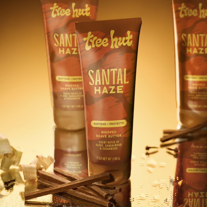 Tree Hut Whipped Shave Butter Santal Haze, Moisturizing & Hydrating Shave Cream with Shea Butter & Aloe, Smooth Glide for Soft Skin, Warm Woodsy Scent, 7 Fl Oz