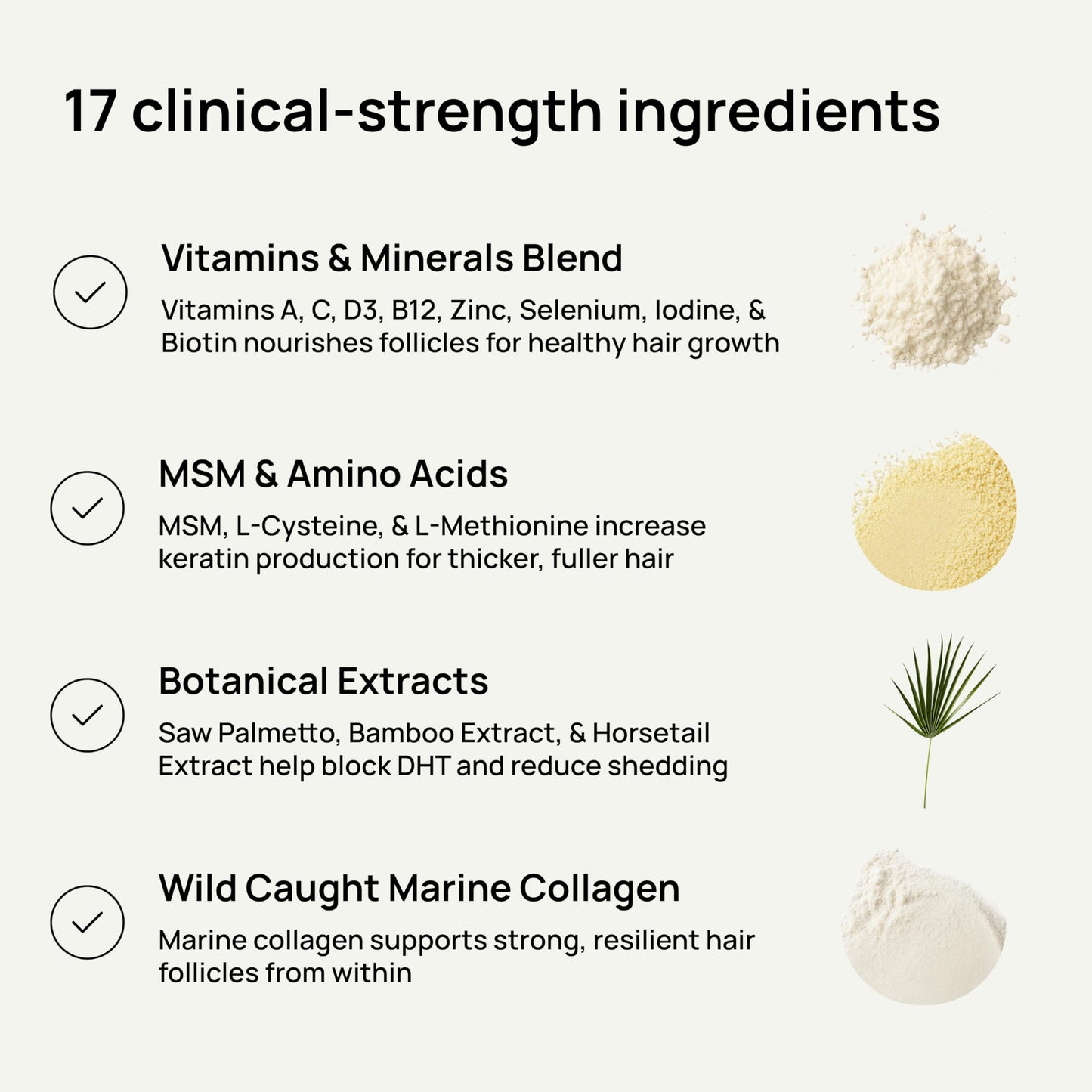 Lunos Grow Hair Growth Supplements - 17 Ingredient Hair Vitamins for Women & Men with Biotin, Saw Palmetto, & Marine Collagen - 1 Month Supply
