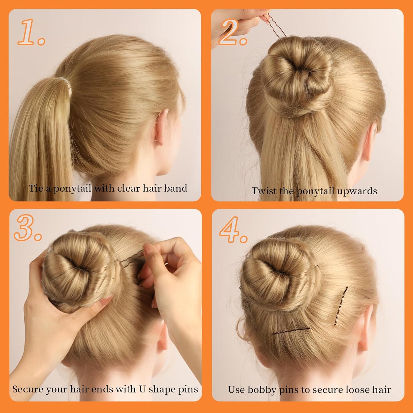 Bobby Pins Hair Pins Kit - 300pcs Brown Hair Accessories for Women | 100 Hair Bands, 2-2.75 Inch Sizes