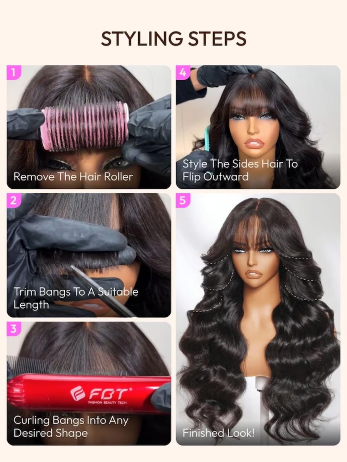 UNICE Loose Wave 7x5 Lace Front Wigs Human Hair with Curtain Bangs Bye Bye Knots Glueless Human Hair Wig Pre Plucked Pre Cut Bleached Knots Put on and Go Wig for Women 180% Density 18 Inch