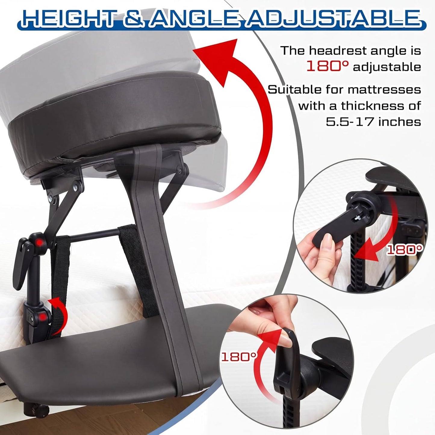 Adjustable Massage Headrest for Bed - Portable Face Cradle with Soft Cushion | Grey Color for Home Spa & Relaxation