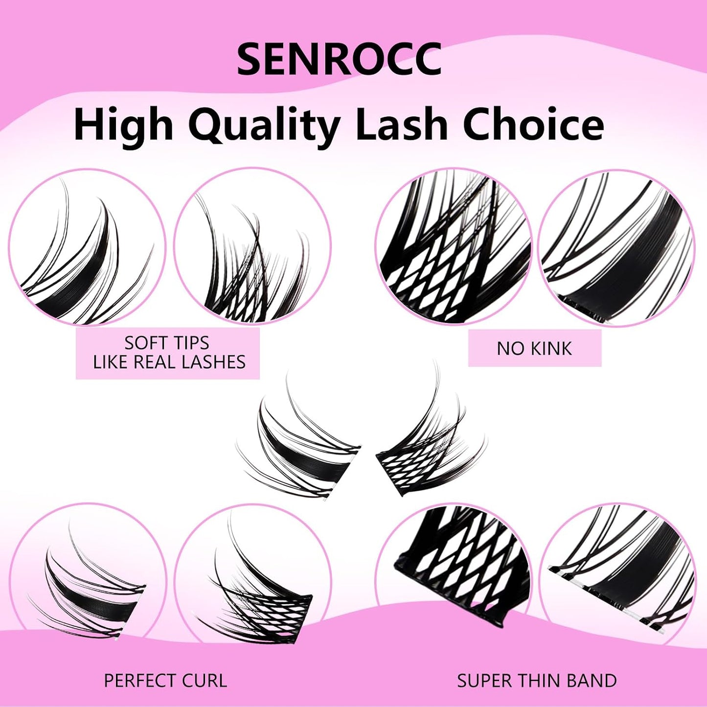 Wispy Individual Lash Clusters - DIY Eyelash Extensions for Natural Look | 8-14mm D Curve Mixed Tray